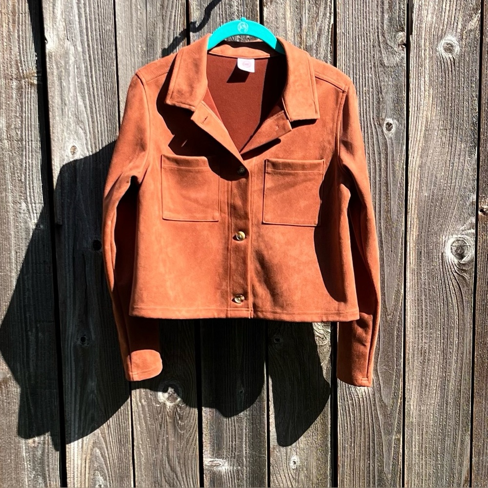 Wonder Nation rust short cropped faux suede jacket size XL Junior
